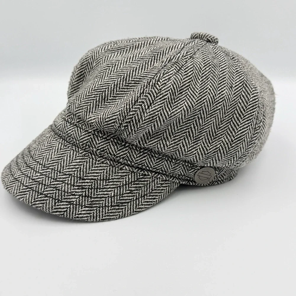 Harley-Davidson Womens Newsboy Trendsetter Black/Gray Tweed Adjustable Cap Hat